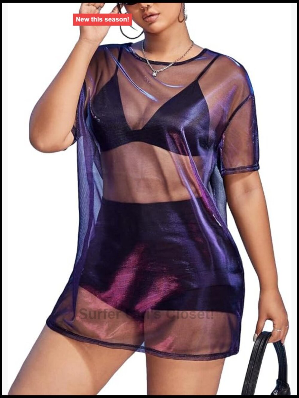 Sheer Mesh Short Sleeve Loose Tshirt Dress Plus Size Club Night Out Backless